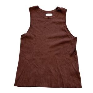 Every Brown Ribbed Sleeveless Crew Neck Sweater XL